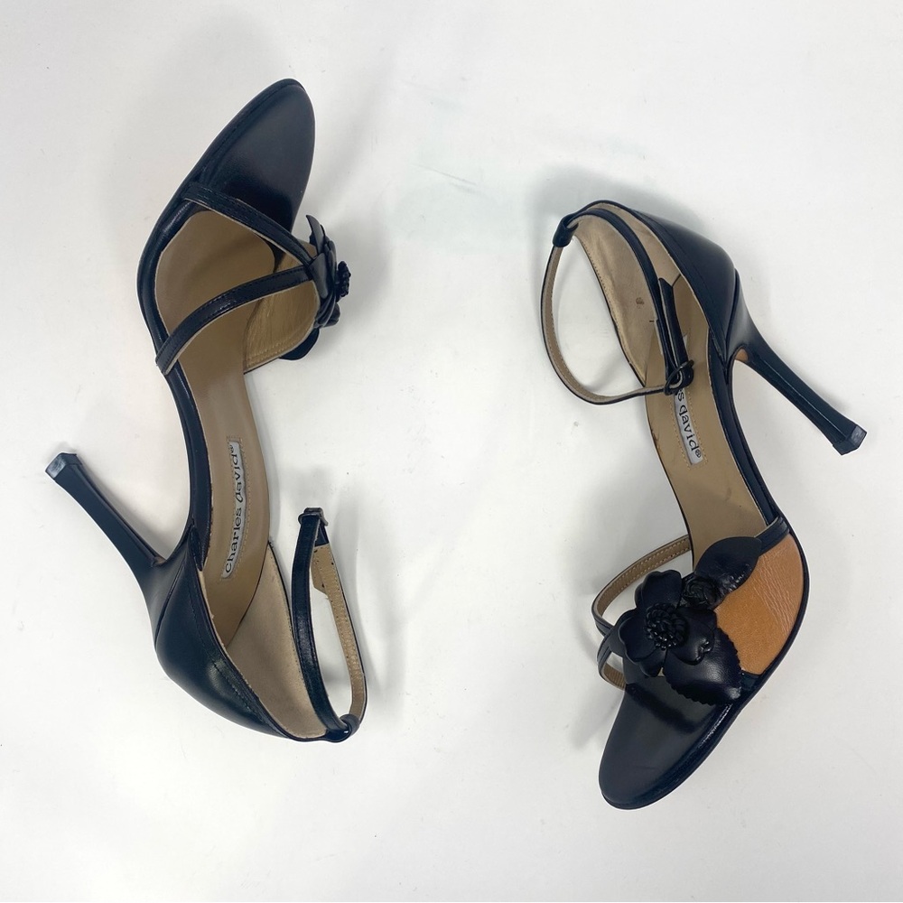 Charles David Floral Applique Ankle Strap Heel Sandal - Picture 2 of 12